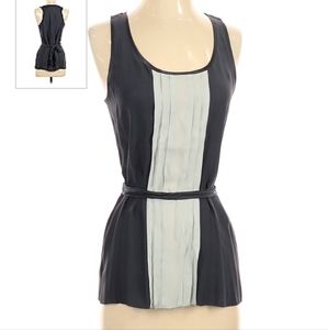 Banana Republic 100% silk gray sleeveless blouse with belt